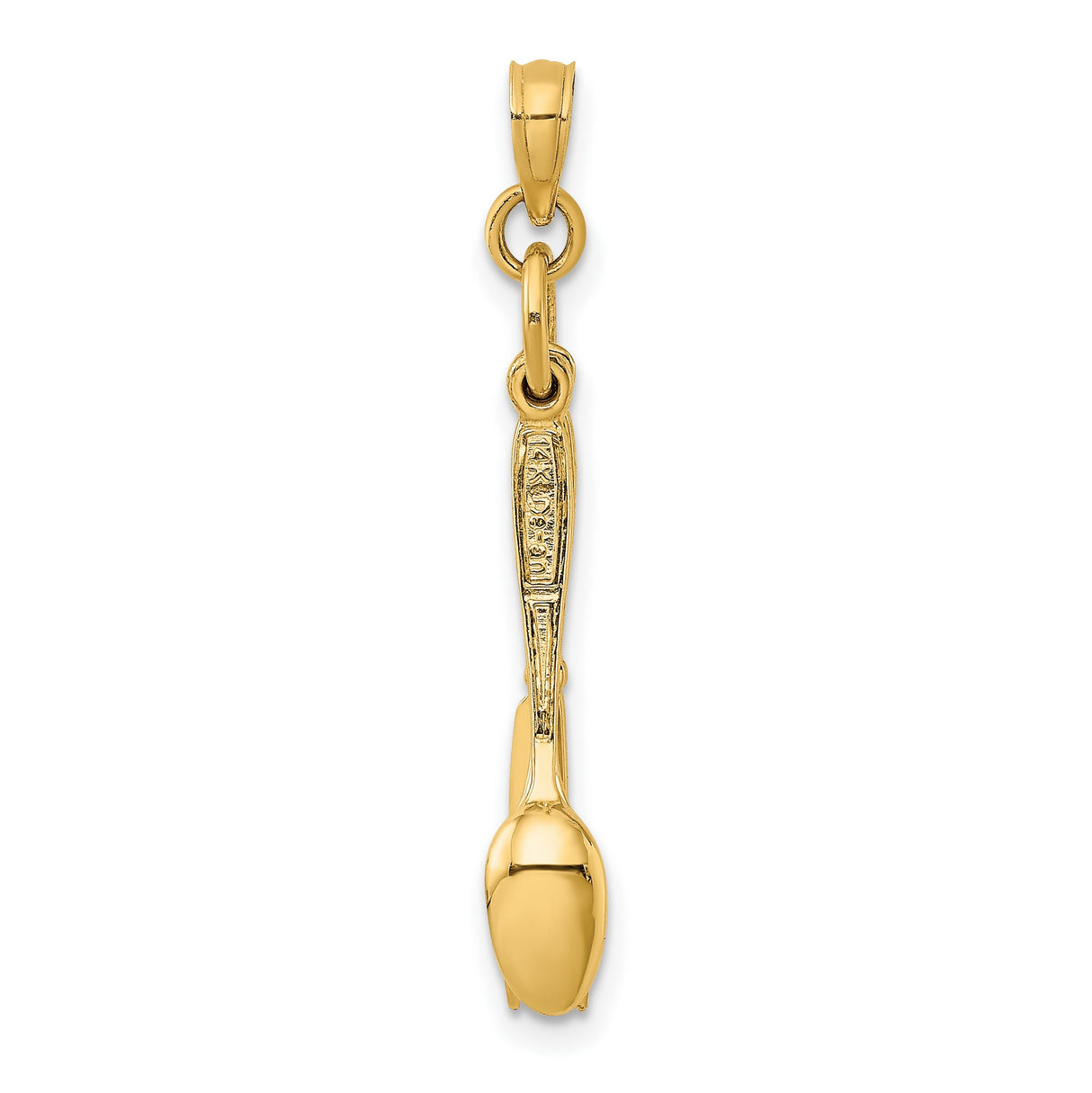 10k Yellow Gold Pendant, Knife Fork Spoon Cutlery Trio, Culinary Style for Food Lovers