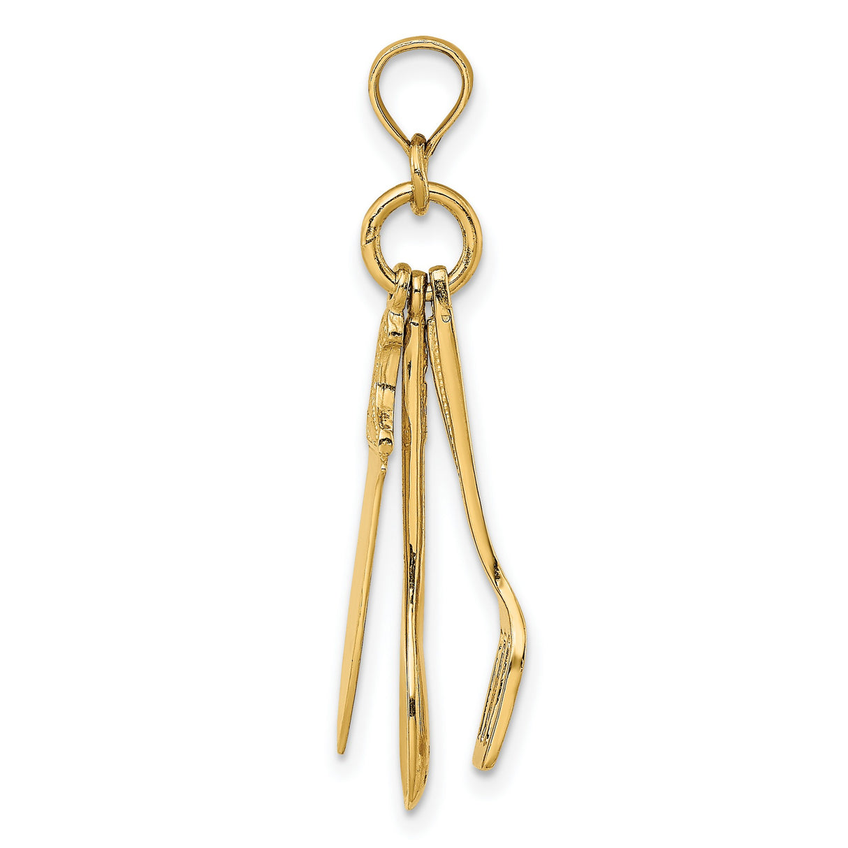 10k Yellow Gold Pendant with Spoon, Knife, and Spatula Charms, Movable Culinary Theme