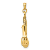 10k Yellow Gold Pendant with Spoon, Knife, and Spatula Charms, Movable Culinary Theme