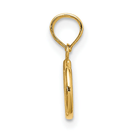 10k Yellow Gold Peace Pendant, Open-Frame Circle Symbol, Retro Boho Minimalist Jewelry