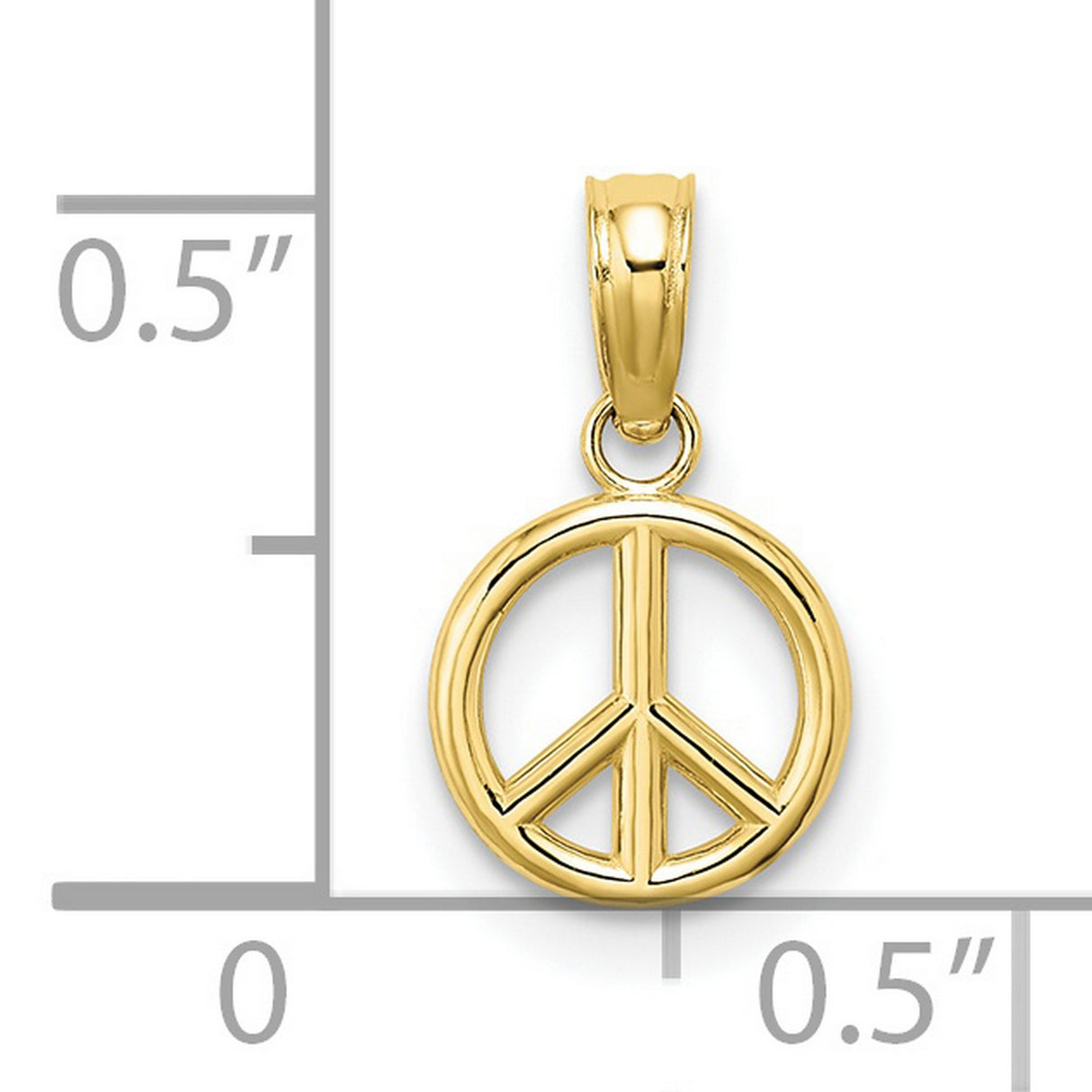 10k Yellow Gold Peace Pendant, Open-Frame Circle Symbol, Retro Boho Minimalist Jewelry
