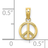 10k Yellow Gold Peace Pendant, Open-Frame Circle Symbol, Retro Boho Minimalist Jewelry