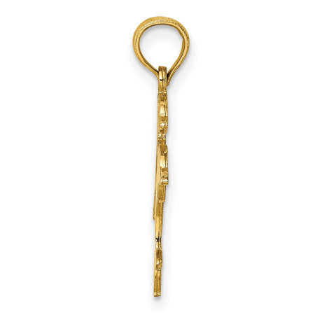 10k Yellow Gold Dolphin Pendant with Two Leaping Dolphins, Nautical Marine Life Charm