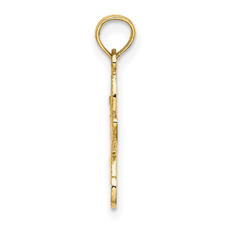 10k Yellow Gold Starfish Pendant with Textured Detailing, Nautical Ocean-Inspired Design