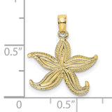 10k Yellow Gold Starfish Pendant with Textured Detailing, Nautical Ocean-Inspired Design