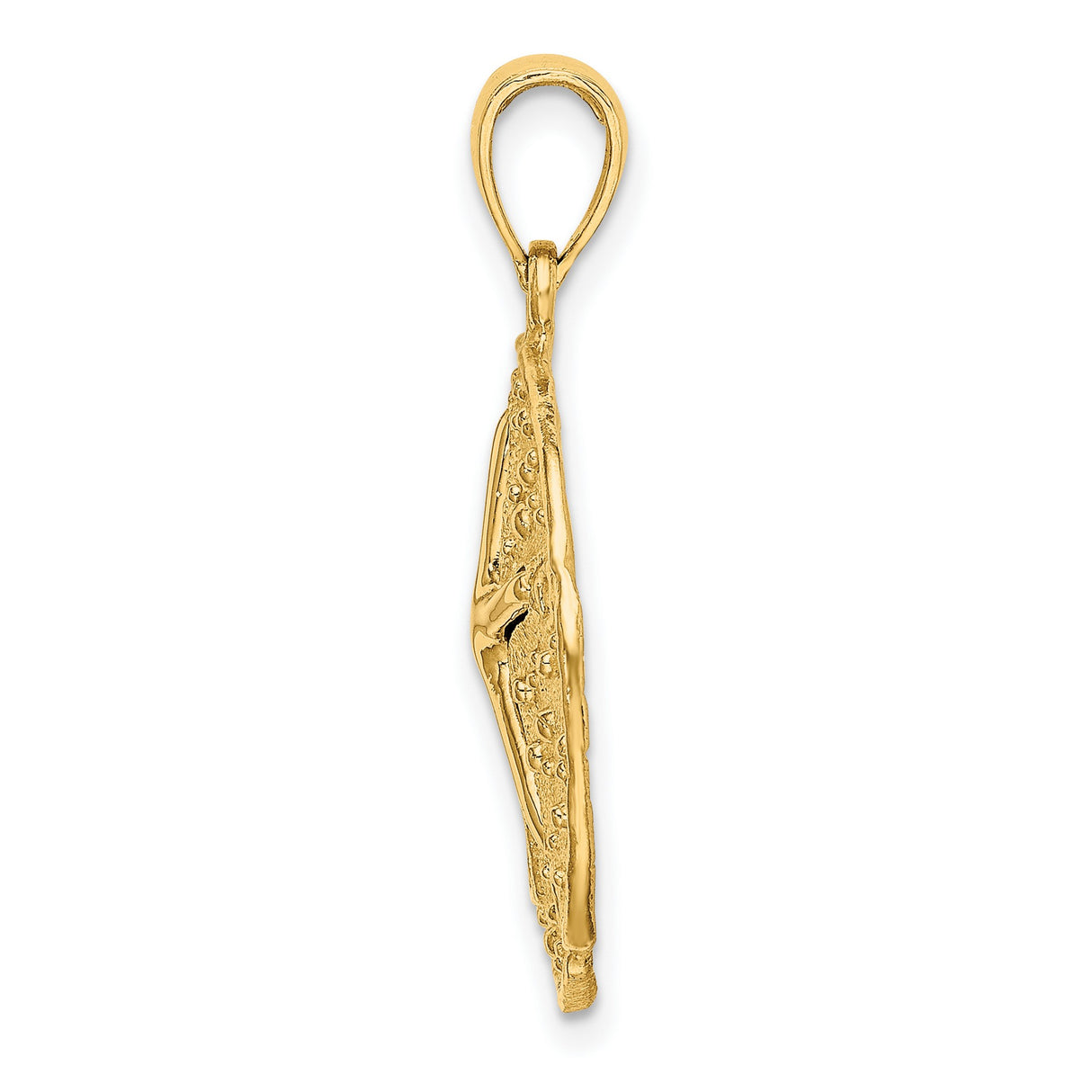 10k Yellow Gold Sand Dollar Pendant with Starfish Design, Nautical Beach Theme