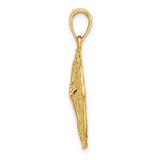 10k Yellow Gold Sand Dollar Pendant with Starfish Design, Nautical Beach Theme