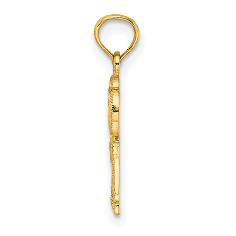 10k Yellow Gold Palm Tree Pendant, Textured Tropical Design, Island Style Charm
