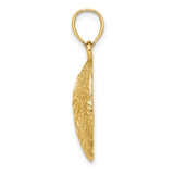 10k Yellow Gold Sand Dollar Pendant with Floral Design, Coastal Inspired Jewelry for Women