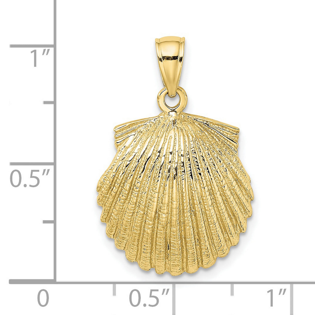 10k Yellow Gold Seashell Pendant, Scallop Shell Charm, Coastal Travel and Faith Jewelry