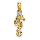 10k Yellow Gold Seahorse Pendant with Detailed Marine Motif, Nautical Charm for Women