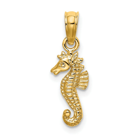 10k Yellow Gold Seahorse Pendant with Detailed Marine Motif, Nautical Charm for Women