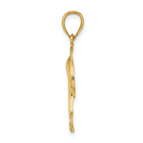 10k Yellow Gold Dolphin Pendant, Leaping Ocean Animal Charm, Nautical Theme Jewelry