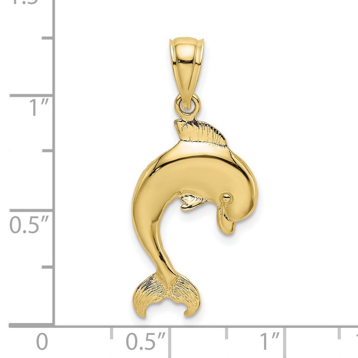 10k Yellow Gold Dolphin Pendant, Leaping Ocean Animal Charm, Nautical Theme Jewelry