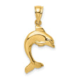 10k Yellow Gold Dolphin Pendant with Curved Design, Nautical Animal Charm