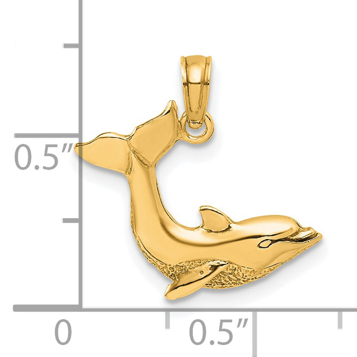 10k Yellow Gold Dolphin Pendant, Leaping Ocean Animal Charm, Nautical Marine Life Theme