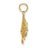 Polished Engraved Fish Charm Pendant in Real 10k Yellow Gold