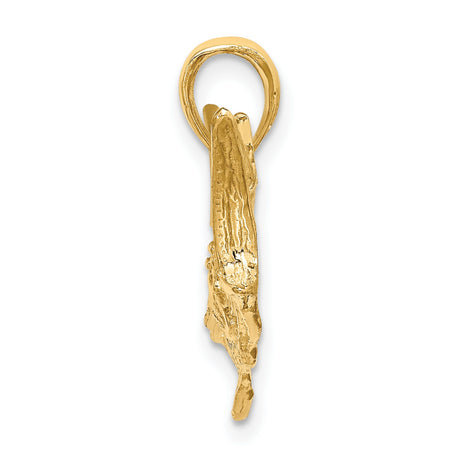 10k Yellow Gold Marlin Fish Pendant, Textured Ocean Motif Nautical Jewelry for Men
