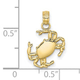 10k Yellow Gold Crab Pendant, Cancer Zodiac Charm, Astrology Jewelry for Women or Unisex