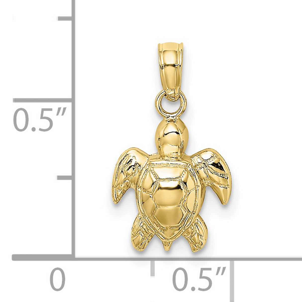 10k Yellow Gold Sea Turtle Pendant with Flipper and Shell Detail, Nautical Ocean Theme
