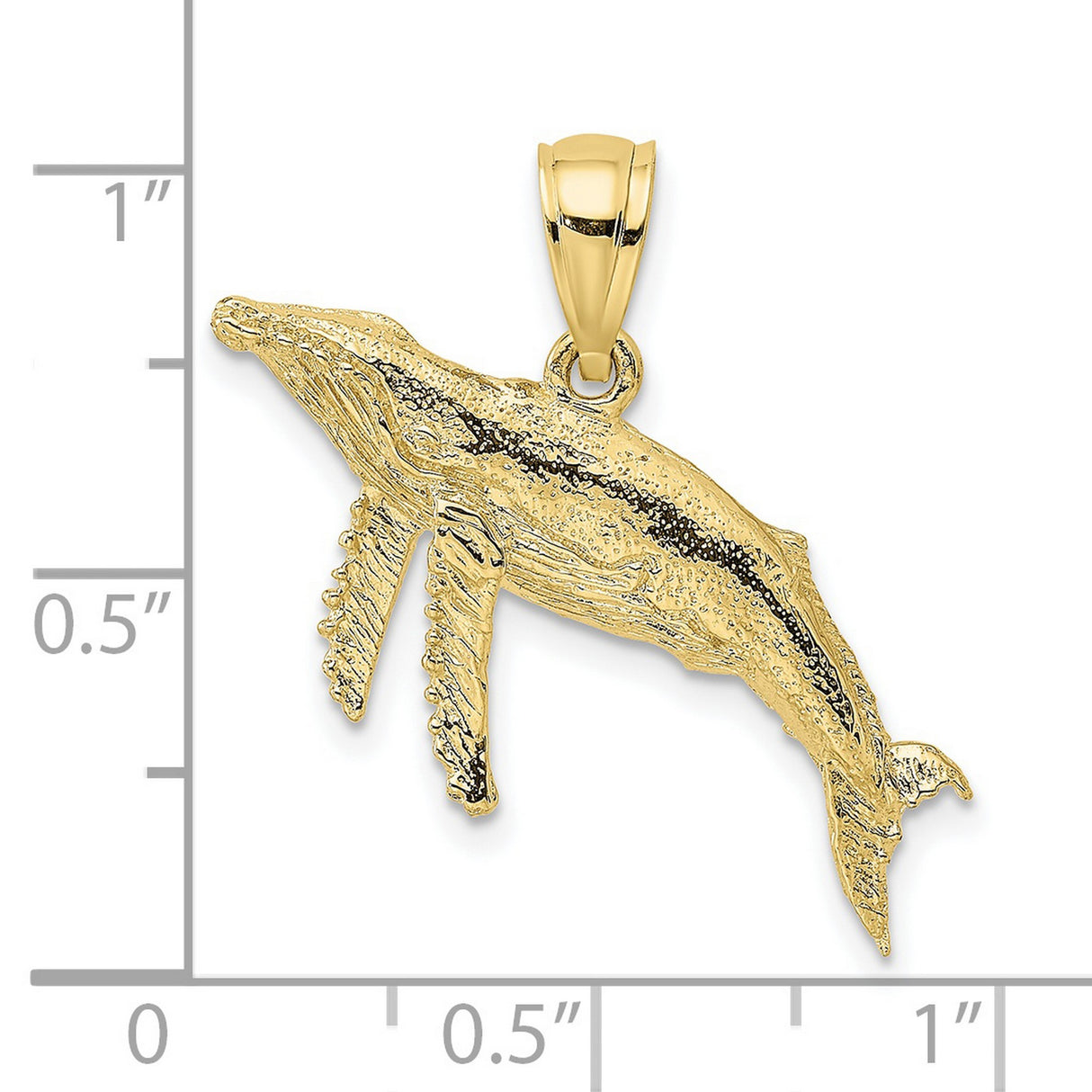 10k Yellow Gold Humpback Whale Pendant, Textured Ocean Animal Charm, Nautical Marine Life Jewelry
