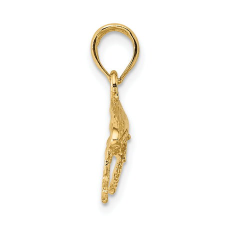 10k Yellow Gold Humpback Whale Pendant, Detailed Ocean Animal Charm, Nautical Marine Jewelry
