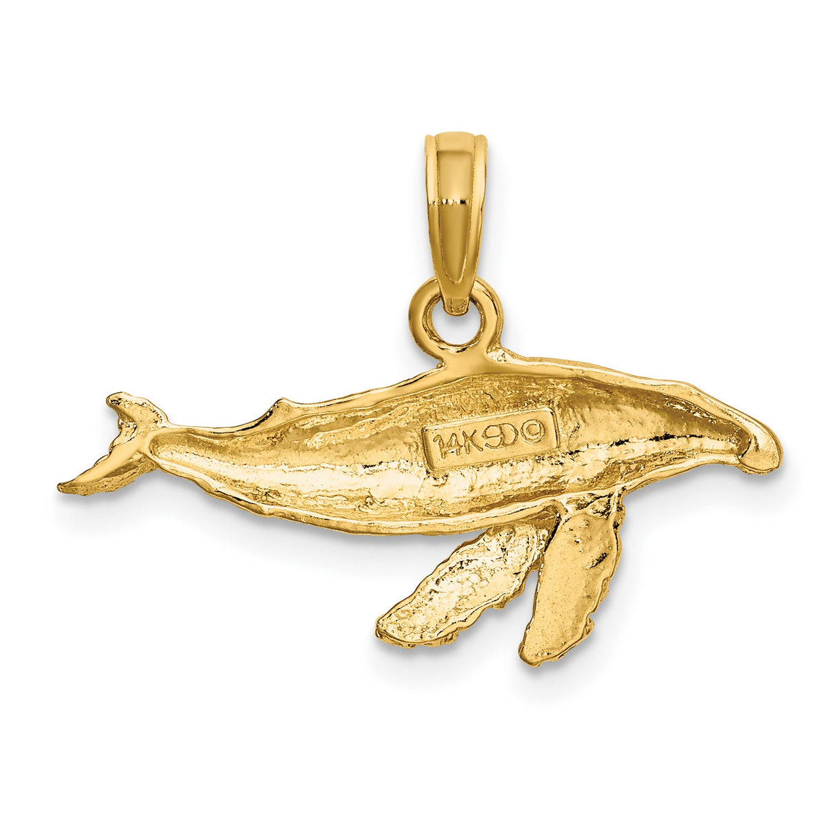 10k Yellow Gold Humpback Whale Pendant, Detailed Ocean Animal Charm, Nautical Marine Jewelry
