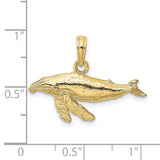 10k Yellow Gold Humpback Whale Pendant, Detailed Ocean Animal Charm, Nautical Marine Jewelry