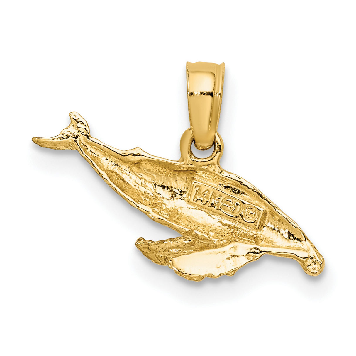 10k Yellow Gold Humpback Whale Pendant, Detailed Marine Animal Design, Nautical Theme Jewelry