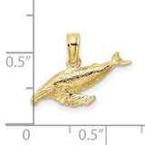 10k Yellow Gold Humpback Whale Pendant, Detailed Marine Animal Design, Nautical Theme Jewelry
