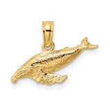 10k Yellow Gold Humpback Whale Pendant, Detailed Marine Animal Design, Nautical Theme Jewelry