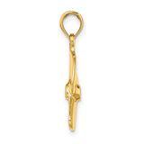 10k Yellow Gold Propeller Pendant, Nautical Three Blade Design for Men