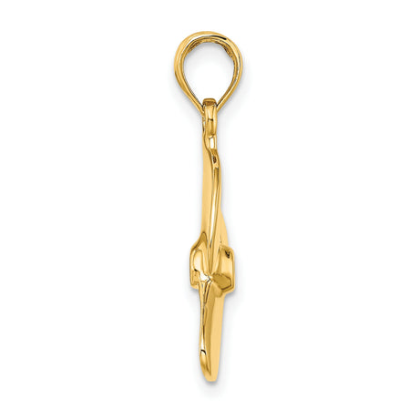 10k Yellow Gold Propeller Pendant, Nautical Three Blade Design for Men