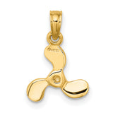 10k Yellow Gold Propeller Pendant, Nautical Three Blade Boat Design, Marine Theme