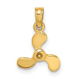 10k Yellow Gold Propeller Pendant, Nautical Three Blade Boat Design, Marine Theme