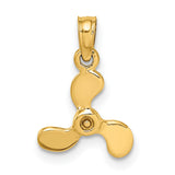 10k Yellow Gold Propeller Pendant, Nautical Three Blade Boat Design, Marine Theme