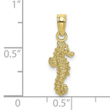 10k Yellow Gold Seahorse Pendant, Detailed Ocean Animal Charm for Women or Unisex Wear