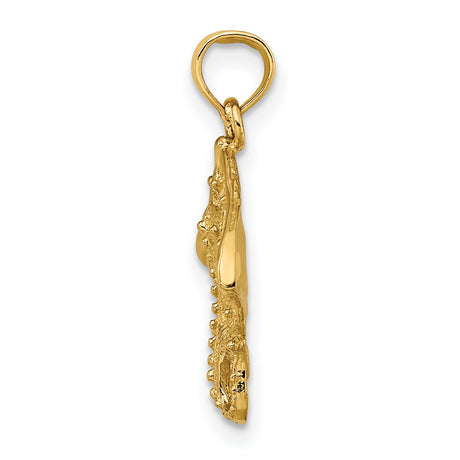 10k Yellow Gold Stingray Pendant with Ocean Motif, Marine Animal Charm, Nautical Theme