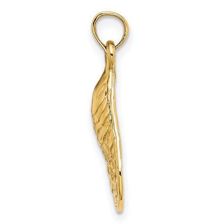 10k Yellow Gold Oyster Shell Pendant, Textured Seashell Nautical Charm for Women