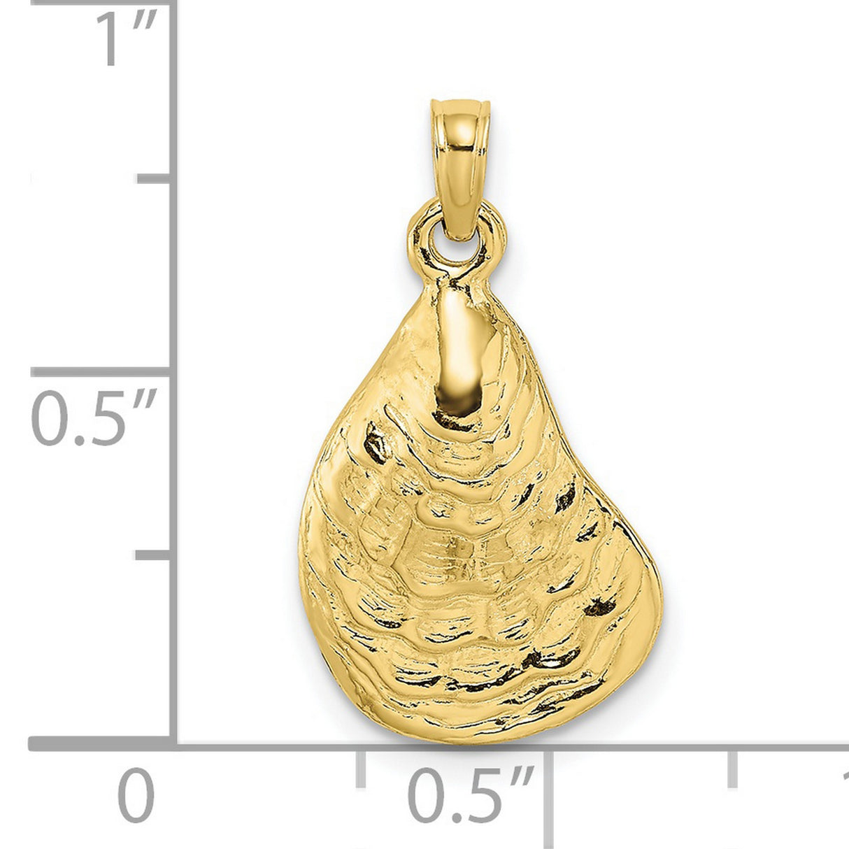 10k Yellow Gold Oyster Shell Pendant, Textured Seashell Nautical Charm for Women