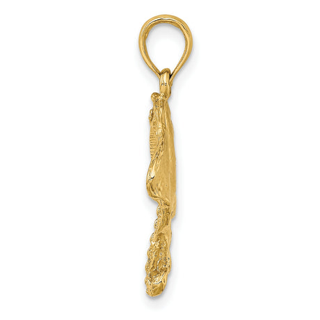 10k Yellow Gold Stingray Pendant, Detailed Ocean Life Design, Nautical Charm for Men or Unisex