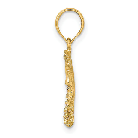 10k Yellow Gold Stingray Pendant with Textured Finish, Ocean Animal Charm for Men and Women