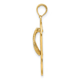 10k Yellow Gold Flip-Flop Pendant with Starfish Cutout, Nautical Beach Charm