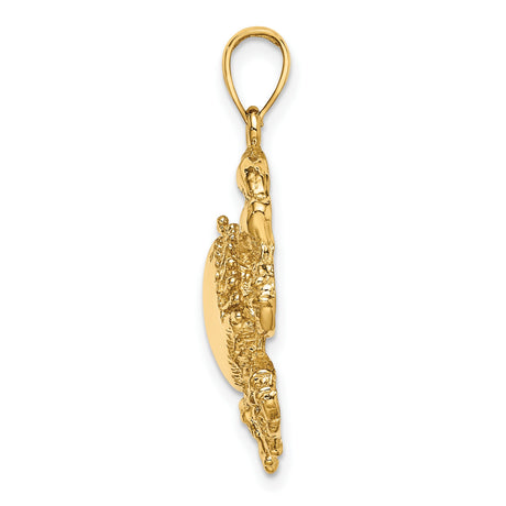 10k Yellow Gold Crab Pendant, Cancer Zodiac Astrology Charm, Nautical Ocean Theme