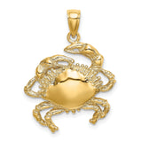 10k Yellow Gold Crab Pendant, Cancer Zodiac Astrology Charm, Nautical Ocean Theme