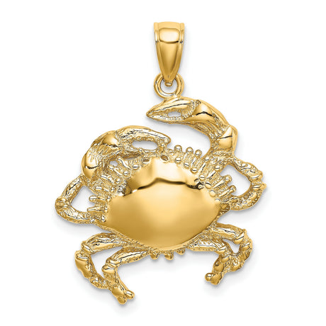 10k Yellow Gold Crab Pendant, Cancer Zodiac Astrology Charm, Nautical Ocean Theme