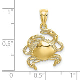 10k Yellow Gold Crab Pendant, Cancer Zodiac Symbol, Coastal Ocean Theme Charm, Unisex Jewelry
