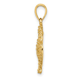 10k Yellow Gold Sand Dollar Pendant with Textured Starfish, Coastal Nautical Jewelry