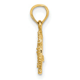 10k Yellow Gold Pendant with Textured Star Design, Nautical Marine Life Theme