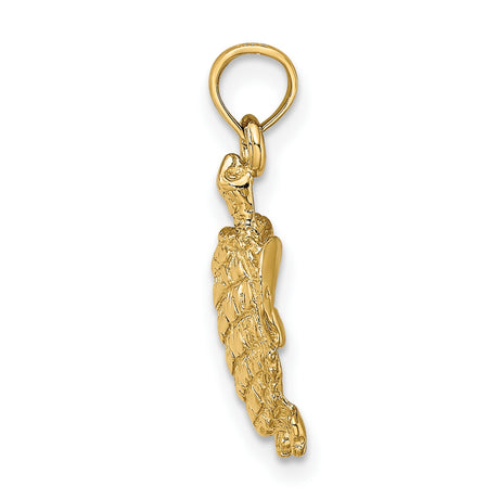 10k Yellow Gold Sea Turtle Pendant with Flipper Detail and Textured Shell